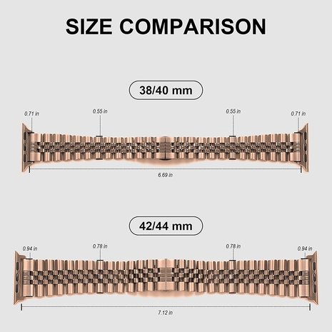 Strap-it Strap-it Bracelet acier Jubilee Apple Watch Ultra (or rose)