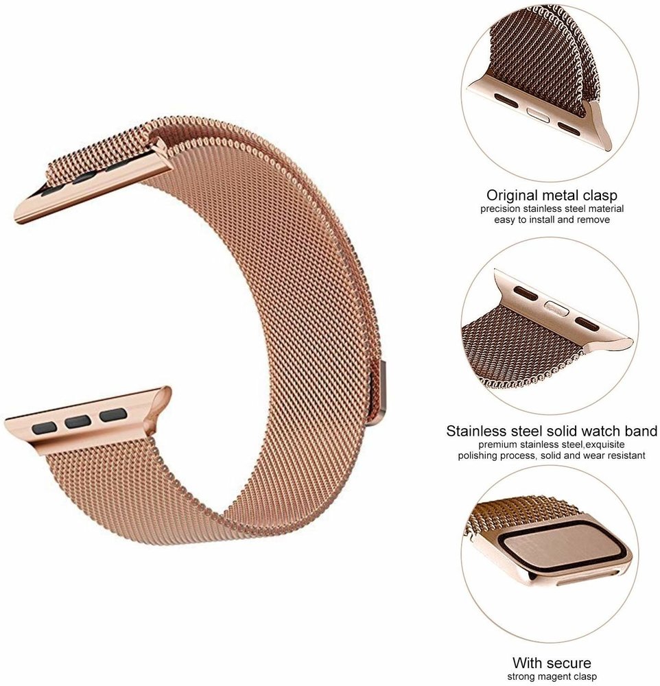 Strap-it Strap-it Bracelet milanais Apple Watch Ultra (or rose)