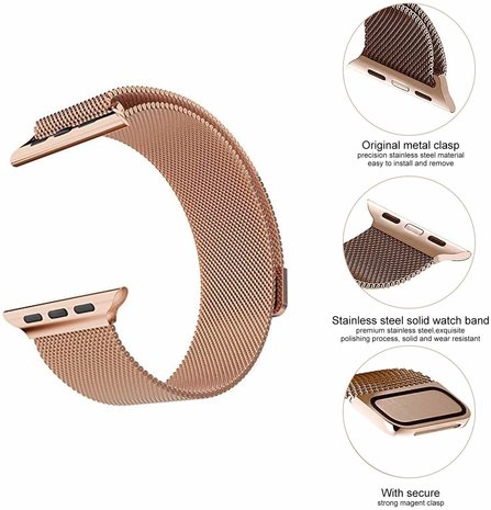 Strap-it Strap-it Bracelet milanais Apple Watch Ultra (or rose)
