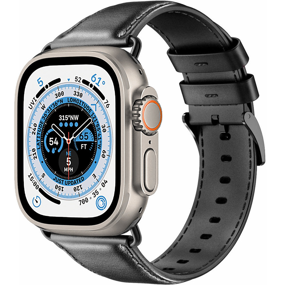 Bracelet cuir Apple Watch Ultra (noir) Braceletsmartwatch.fr