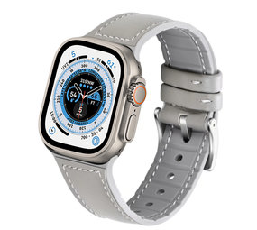 Strap-it Bracelet cuir Apple Watch Ultra (blanc/gris)