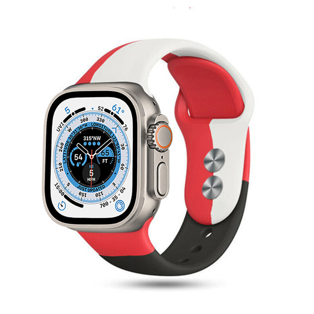 Strap-it Strap-it Bracelet triple sport Apple Watch Ultra (rouge-blanc-noir) Strap-it Strap-it Bracelet triple sport Apple Watch Ultra (rouge-blanc-noir)