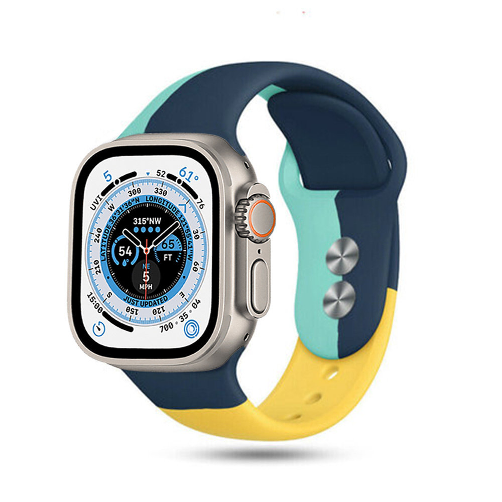 Strap-it Strap-it Bracelet triple sport Apple Watch Ultra (bleu foncé-aqua-jaune) Strap-it Strap-it Bracelet triple sport Apple Watch Ultra (bleu foncé-aqua-jaune)