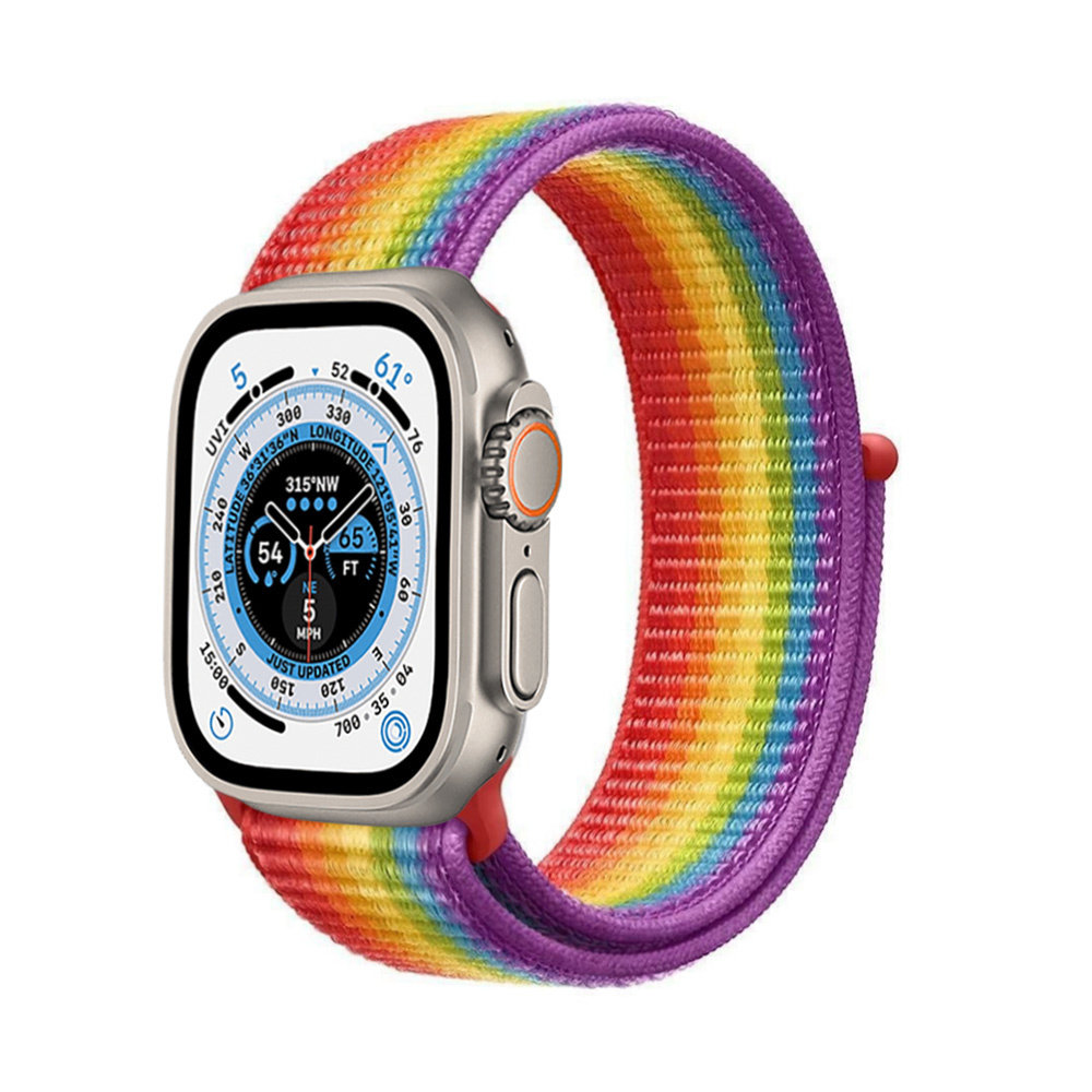 Strap-it Strap-it Bracelet nylon Apple Watch Ultra (arc-en-ciel)
