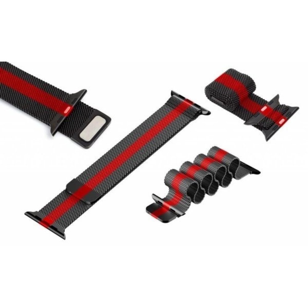 Strap-it Strap-it Bracelet milanais Apple Watch Ultra (noir/rouge)