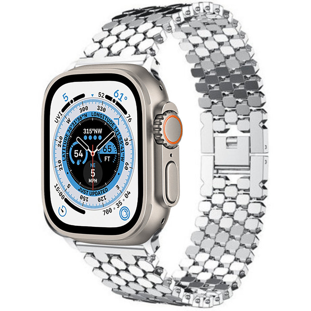 Strap-it Strap-it Bracelet acier poisson Apple Watch Ultra (argent)