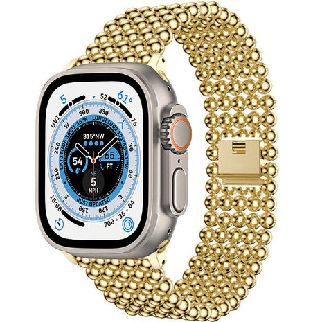 Strap-it Strap-it Bracelet perles acier Apple Watch Ultra (or) Strap-it Strap-it Bracelet perles acier Apple Watch Ultra (or)