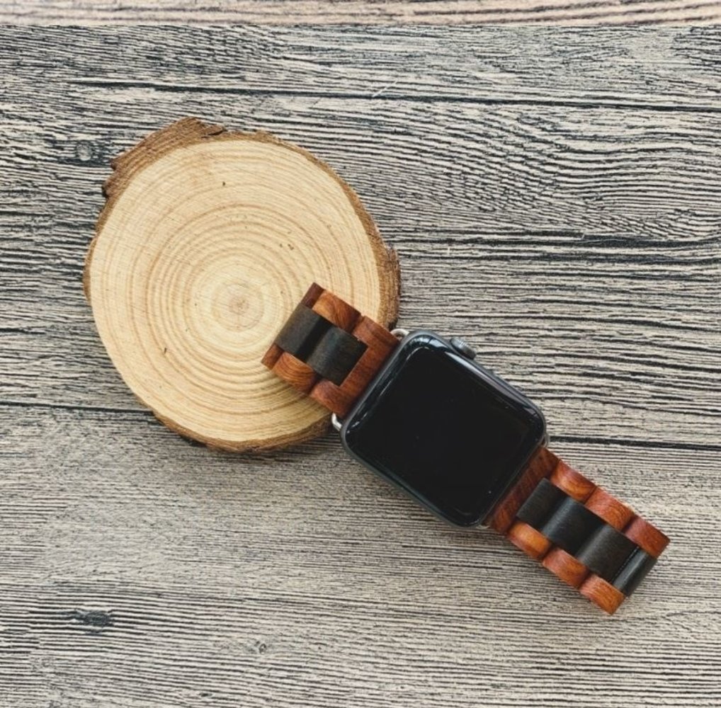 Strap-it Strap-it Bracelet bois Apple Watch Ultra (marron rouge/noir) Strap-it Strap-it Bracelet bois Apple Watch Ultra (marron rouge/noir)