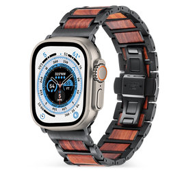 Strap-it Bracelet acier bois Apple Watch Ultra (noir/marron)