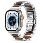 Strap-it Strap-it Bracelet acier bois Apple Watch Ultra (argent/marron)