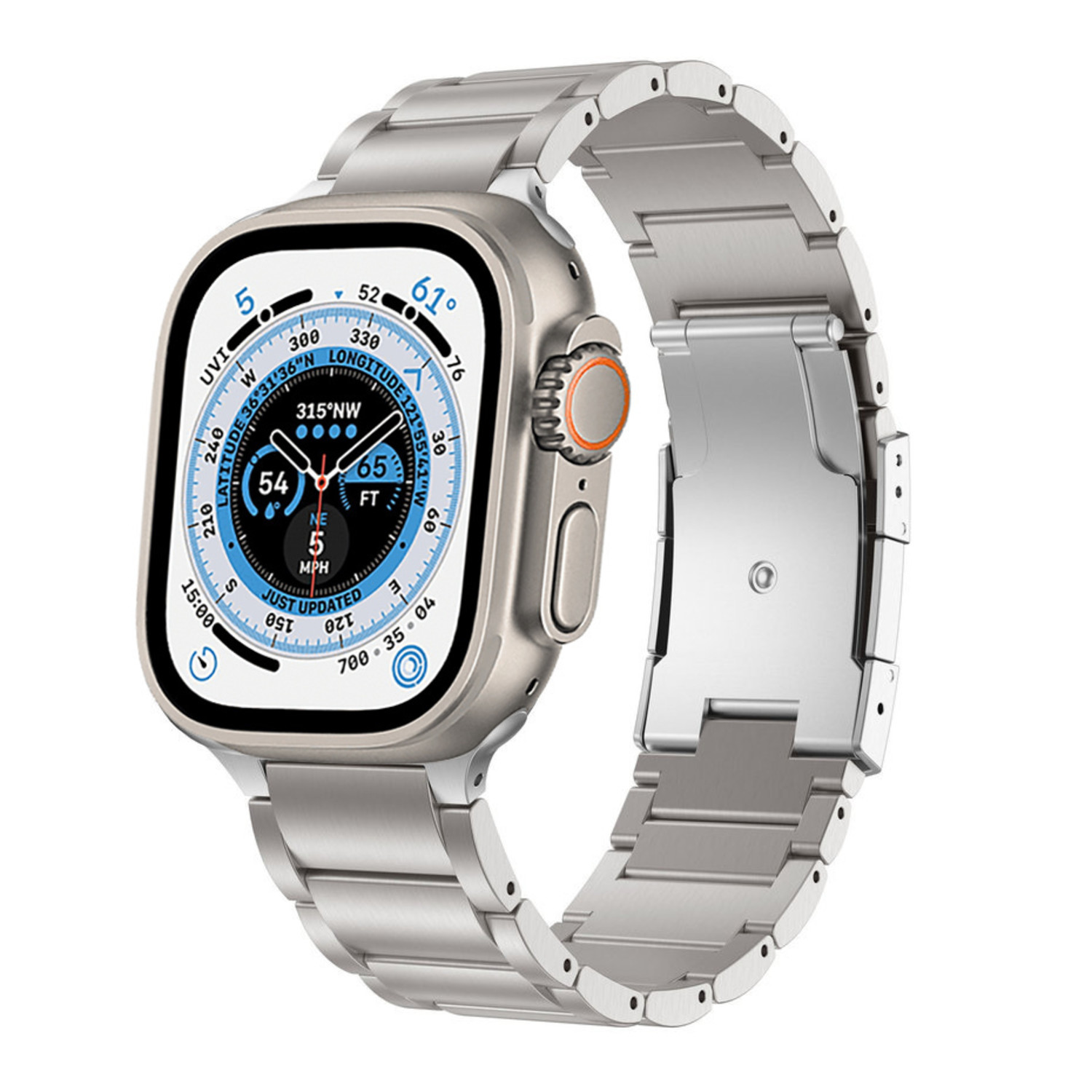 Bracelet titane Apple Watch Ultra (argent) - Braceletsmartwatch.fr