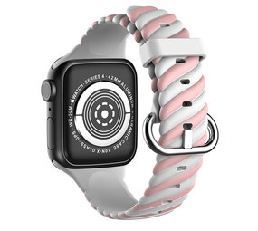 Strap-it Bracelet Apple Watch Ultra Twisted Silicone (blanc/rose)