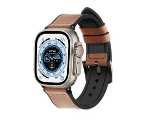Strap-it Bracelet boucle cuir hybride Apple Watch Ultra (brun)