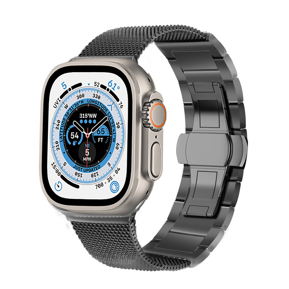 Strap-it Strap-it Bracelet acier milanais Apple Watch Ultra (noir)