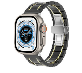 Strap-it Bracelet céramique acier Apple Watch Ultra (noir/or)