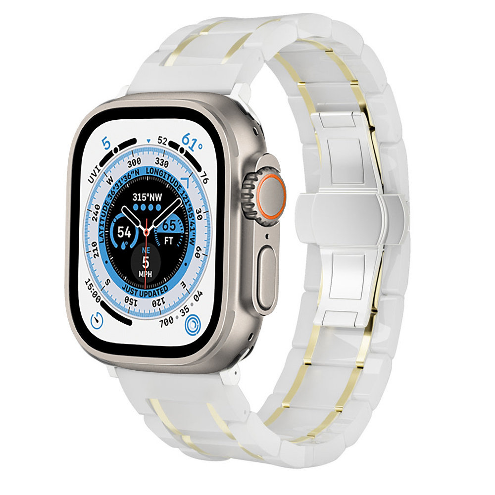 Strap-it Strap-it Bracelet céramique acier Apple Watch Ultra (blanc/or)