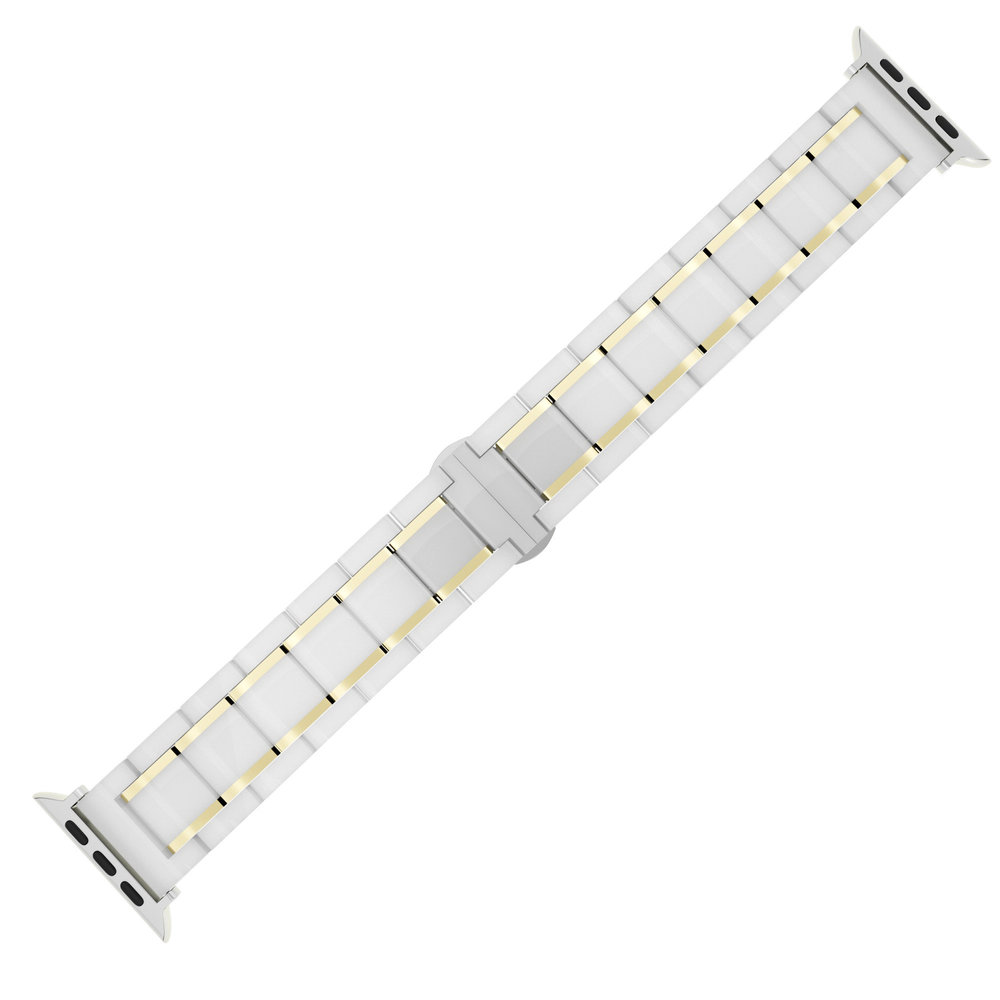 Strap-it Strap-it Bracelet céramique acier Apple Watch Ultra (blanc/or)