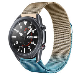 Strap-it Bracelet Milanais Samsung Galaxy Watch 3 45mm (bleu/or)