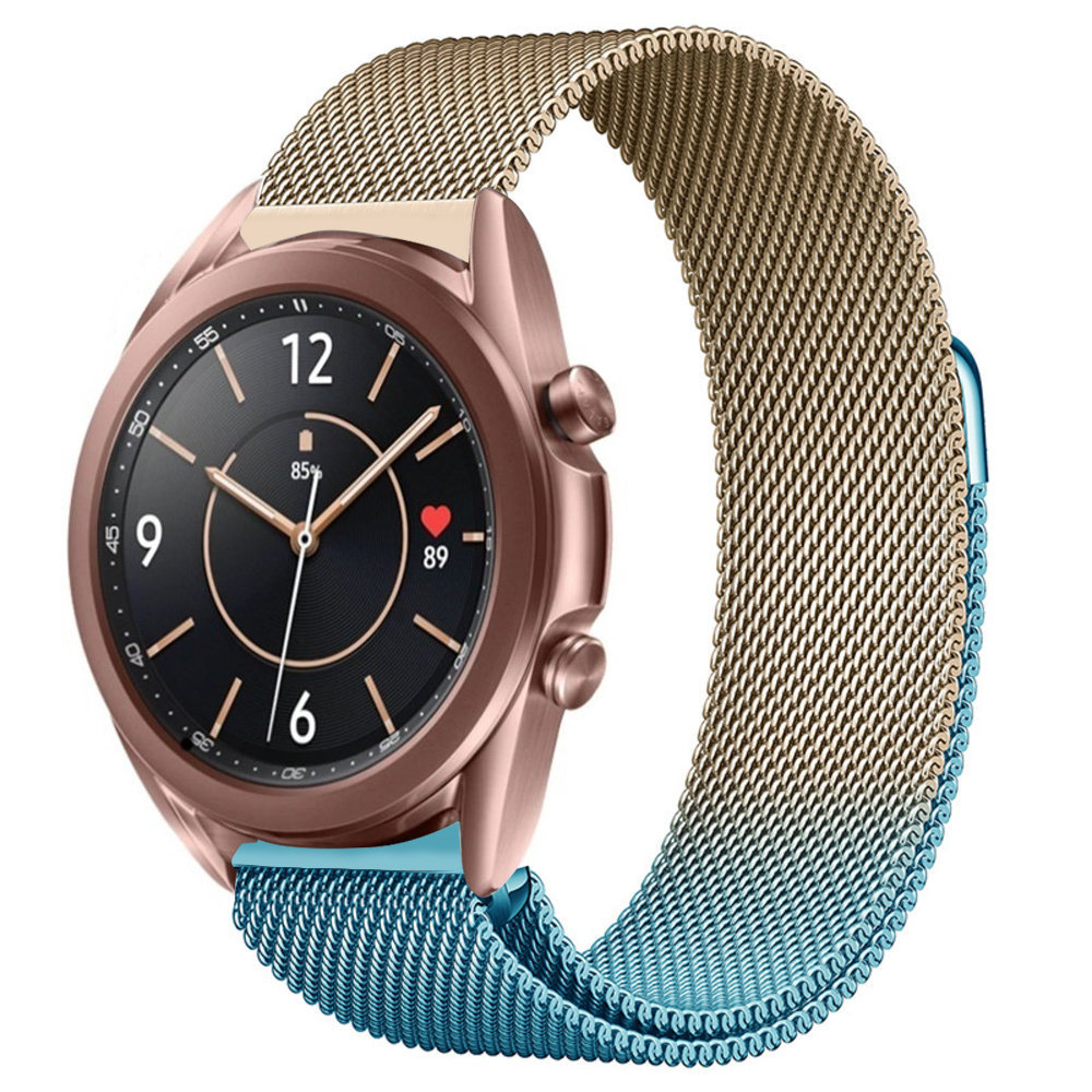 Strap-it Strap-it Bracelet Milanais Samsung Galaxy Watch 3 41mm (bleu/or)