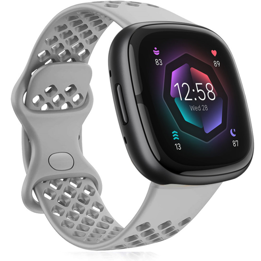 Strap-it Strap-it Bracelet silicone avec trous Fitbit Sense 2 (gris)