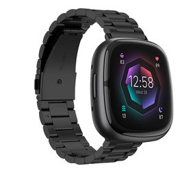 Strap-it Bracelet acier Fitbit Sense 2 (noir)