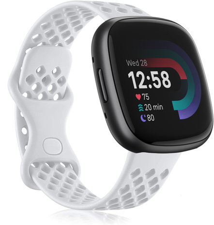 Strap-it Strap-it Bracelet silicone avec trous Fitbit Versa 4 (blanc)