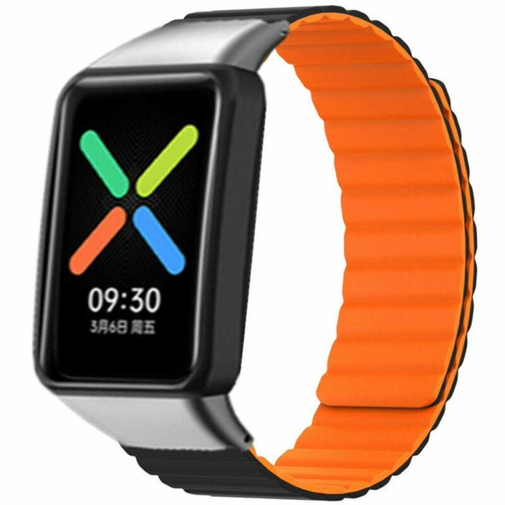 Strap-it Strap-It Bracelet silicone relier Oppo Watch Free (orange/noir)