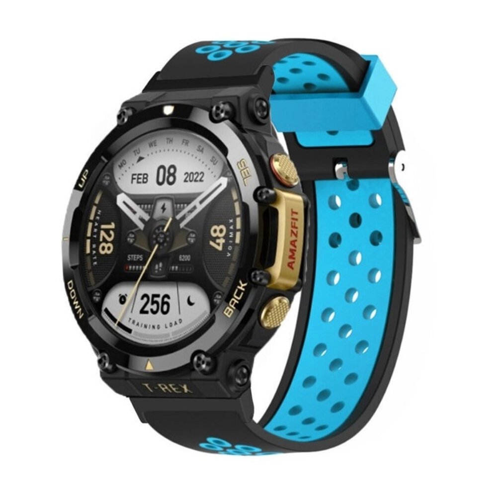 Strap-it Strap-It Bracelet sport Amazfit T-Rex 2 (noir/bleu) Strap-it Strap-It Bracelet sport Amazfit T-Rex 2 (noir/bleu)