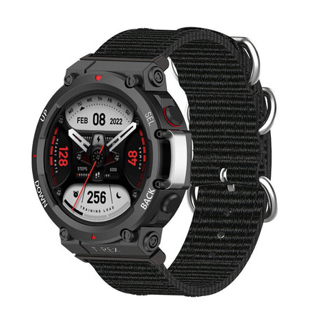 Strap-it Strap-It Bracelet nylon boucle Amazfit T-Rex 2 (noir)