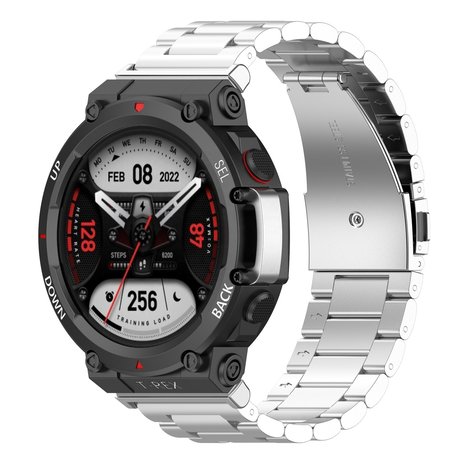 Strap-it Strap-It Bracelet acier Amazfit T-Rex 2 (argent) Strap-it Strap-It Bracelet acier Amazfit T-Rex 2 (argent)
