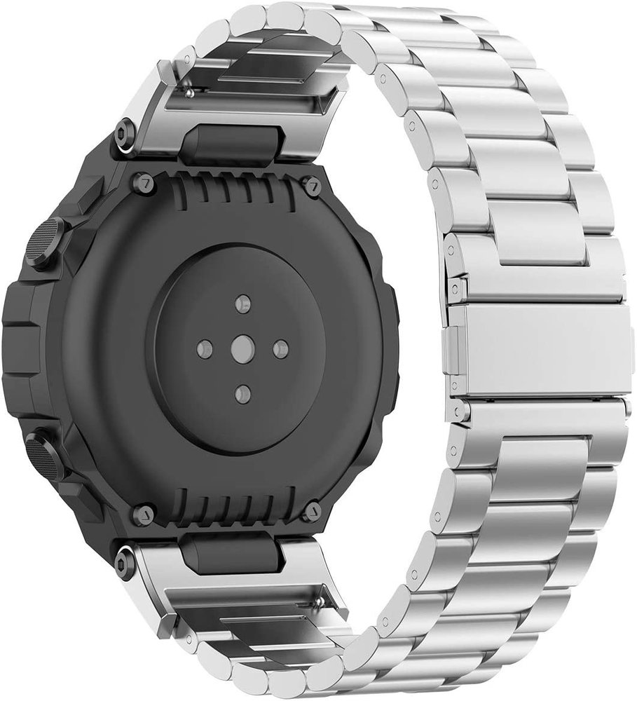 Strap-it Strap-It Bracelet acier Amazfit T-Rex (Pro) (argent) Strap-it Strap-It Bracelet acier Amazfit T-Rex (Pro) (argent)