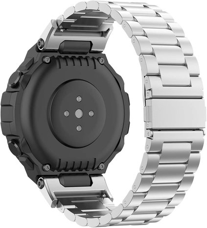 Strap-it Strap-It Bracelet acier Amazfit T-Rex (Pro) (argent) Strap-it Strap-It Bracelet acier Amazfit T-Rex (Pro) (argent)