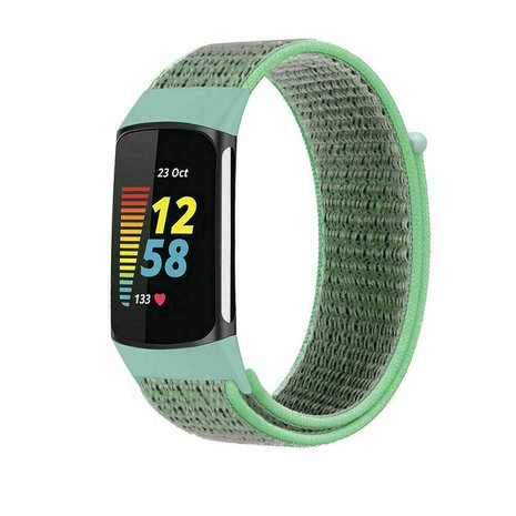 Strap-it Strap-It Bracelet nylon Fitbit Charge 5 (menthe)