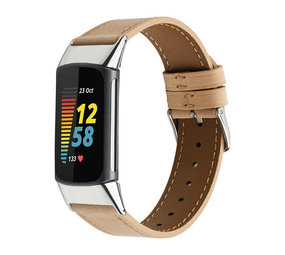 Strap-it Bracelet cuir Fitbit Charge 5 (abricot)