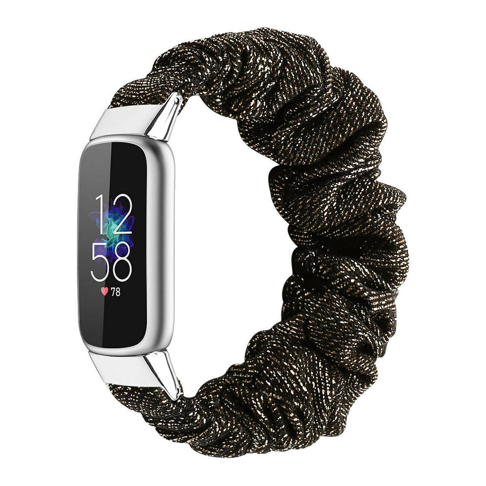 Strap-it Strap-It Bracelet Chouchou Fitbit Luxe (noir et or)