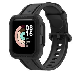Strap-it Bracelet silicon avec frame Xiaomi Mi Watch Lite (noir)