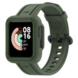 Strap-it Bracelet silicon avec frame Xiaomi Mi Watch Lite (vert foncé)