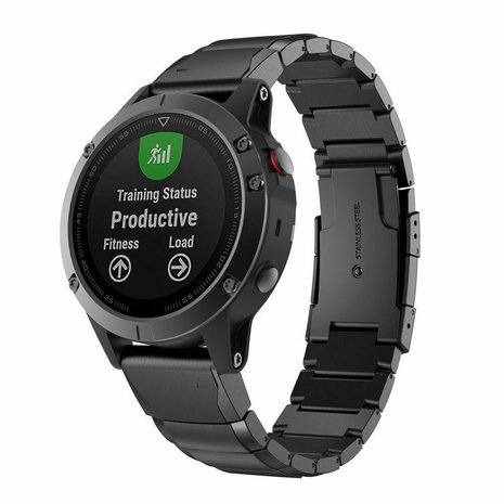 Strap-it Strap-It Bracelet métal Garmin Fenix 5/6 (noir)