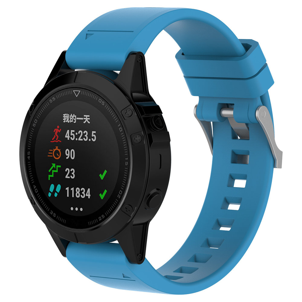 Strap-it Strap-It Bracelet silicone brillant Garmin Fenix 5x/6x (bleu clair)