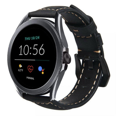 Strap-it Strap-it Bracelet cuir Fossil Gen 5e 44mm (noir)