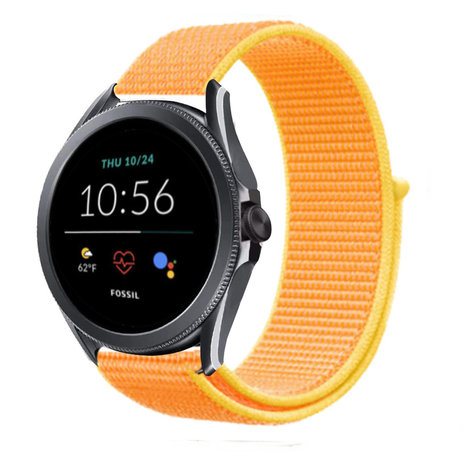 Strap-it Strap-it Bracelet nylon Fossil Gen 5e 44mm (jaune clair)