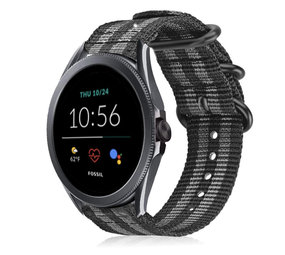Strap-it Bracelet nylon boucle Fossil Gen 5e 44mm (noir/gris)