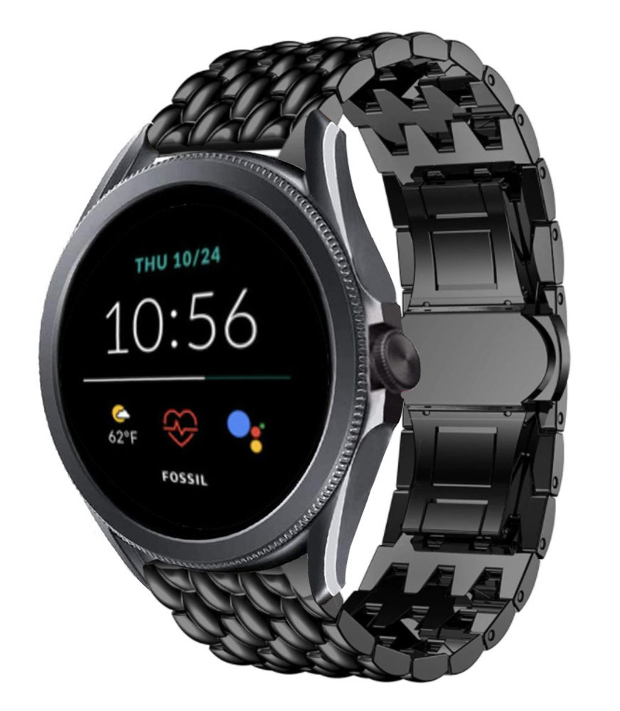 Strap-it Strap-it Bracelet acier dragon Fossil Gen 5e 44mm (noir)