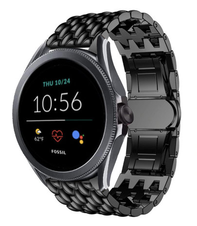 Strap-it Strap-it Bracelet acier dragon Fossil Gen 5e 44mm (noir)