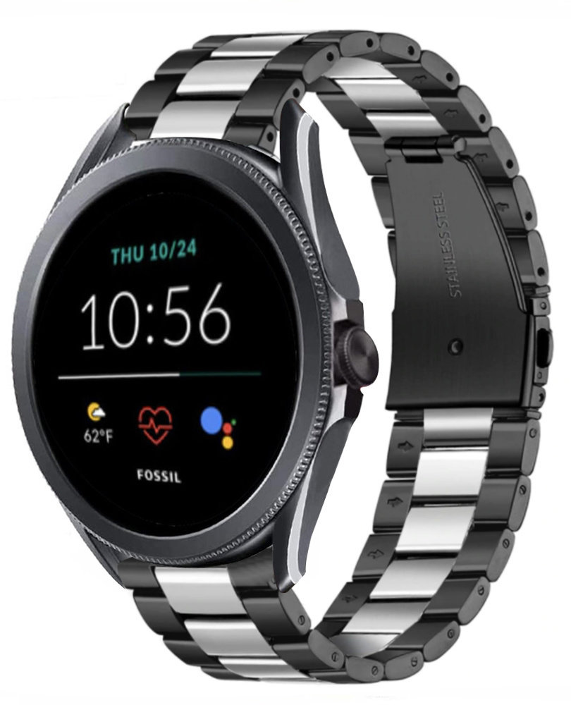 Strap-it Strap-it Bracelet acier Fossil Gen 5e 44mm (noir/argent)