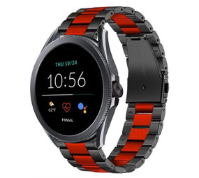 Strap-it Bracelet acier Fossil Gen 5e 44mm (noir/rouge)