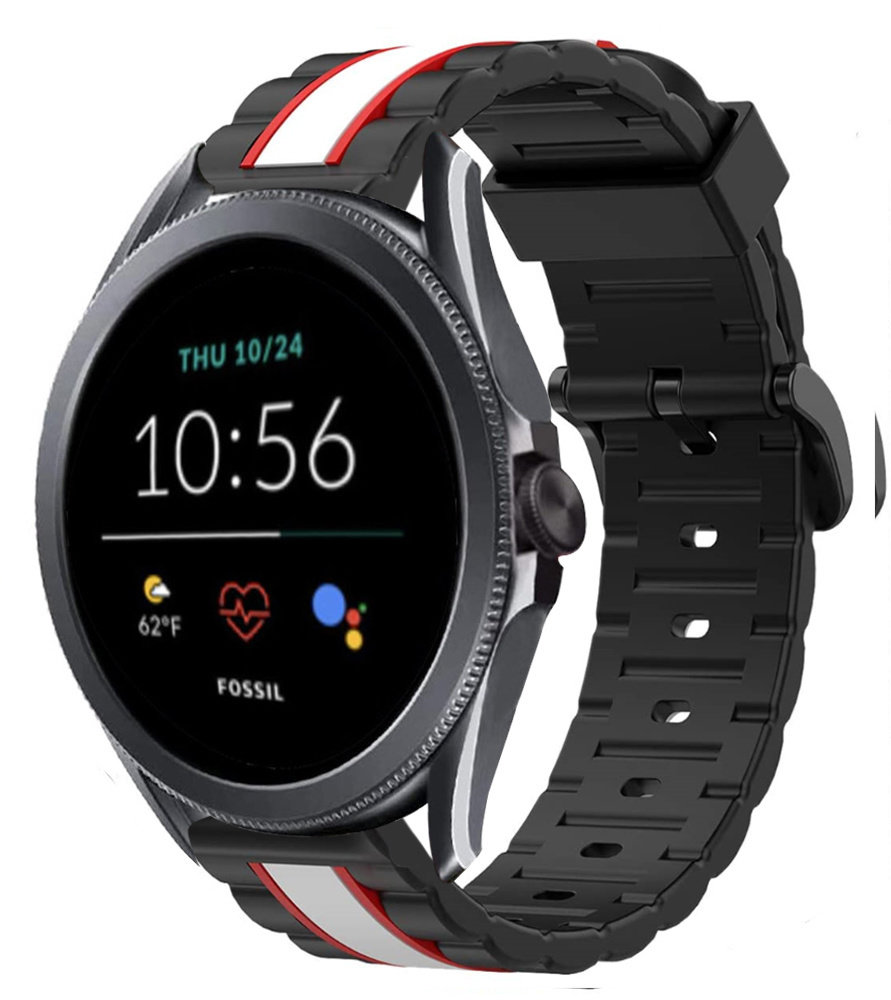 Strap-it Strap-it Bracelet édition spéciale Fossil Gen 5e 44mm (noir/blanc)