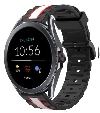 Strap-it Strap-it Bracelet édition spéciale Fossil Gen 5e 44mm (noir/blanc)