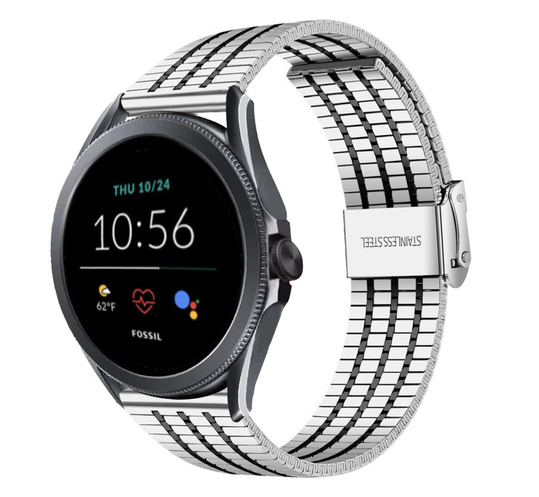 Strap-it Strap-it Bracelet acier inoxydable Fossil Gen 5e 44mm (argent/noir)