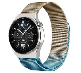 Strap-it Bracelet Milanais Huawei Watch GT 3 Pro 46mm (bleu/or)